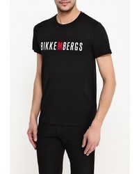 Мужская черная футболка с круглым вырезом с принтом от Bikkembergs