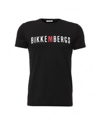 Мужская черная футболка с круглым вырезом с принтом от Bikkembergs
