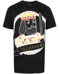 Мужская черная футболка с круглым вырезом с принтом от Billionaire