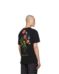 Мужская черная футболка с круглым вырезом с принтом от Gucci
