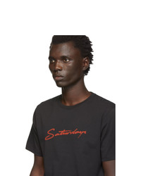 Мужская черная футболка с круглым вырезом с принтом от Saturdays Nyc