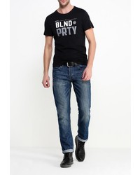 Мужская черная футболка с круглым вырезом с принтом от BLEND
