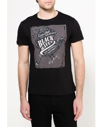 Мужская черная футболка с круглым вырезом с принтом от BLEND