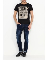 Мужская черная футболка с круглым вырезом с принтом от BLEND