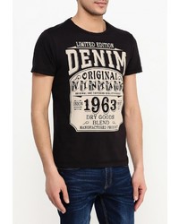 Мужская черная футболка с круглым вырезом с принтом от BLEND