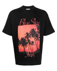 Мужская черная футболка с круглым вырезом с принтом от BLUE SKY INN