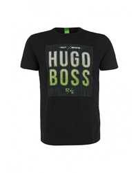 Мужская черная футболка с круглым вырезом с принтом от Boss Green