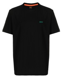 Мужская черная футболка с круглым вырезом с принтом от BOSS