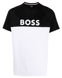 Мужская черная футболка с круглым вырезом с принтом от BOSS