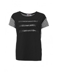 Женская черная футболка с круглым вырезом с принтом от Bright Girl