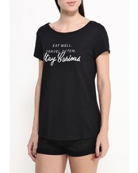 Женская черная футболка с круглым вырезом с принтом от Broadway