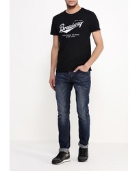 Мужская черная футболка с круглым вырезом с принтом от Broadway