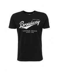 Мужская черная футболка с круглым вырезом с принтом от Broadway