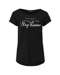 Женская черная футболка с круглым вырезом с принтом от Broadway