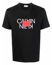 Мужская черная футболка с круглым вырезом с принтом от Calvin Klein