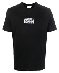 Мужская черная футболка с круглым вырезом с принтом от Calvin Klein