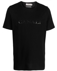 Мужская черная футболка с круглым вырезом с принтом от Canali