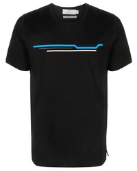 Мужская черная футболка с круглым вырезом с принтом от Canali