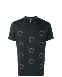 Мужская черная футболка с круглым вырезом с принтом от Cavalli Class
