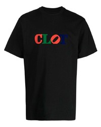 Мужская черная футболка с круглым вырезом с принтом от Clot