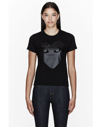 Женская черная футболка с круглым вырезом с принтом от Comme des Garcons