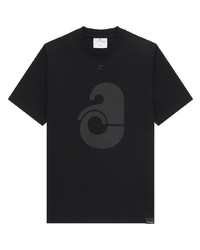 Мужская черная футболка с круглым вырезом с принтом от Courrèges