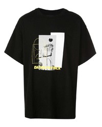 Мужская черная футболка с круглым вырезом с принтом от Daniel Patrick