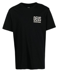 Мужская черная футболка с круглым вырезом с принтом от Deus Ex Machina