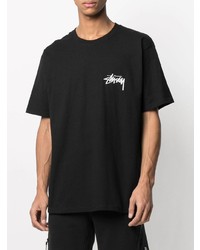 Мужская черная футболка с круглым вырезом с принтом от Stussy