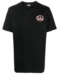 Мужская черная футболка с круглым вырезом с принтом от Diesel