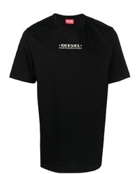 Мужская черная футболка с круглым вырезом с принтом от Diesel