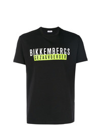 Мужская черная футболка с круглым вырезом с принтом от Dirk Bikkembergs