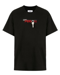 Мужская черная футболка с круглым вырезом с принтом от Doublet