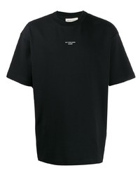 Мужская черная футболка с круглым вырезом с принтом от Drôle De Monsieur