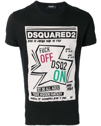 Мужская черная футболка с круглым вырезом с принтом от DSQUARED2