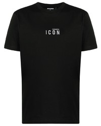 Мужская черная футболка с круглым вырезом с принтом от DSQUARED2