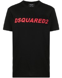 Мужская черная футболка с круглым вырезом с принтом от DSQUARED2