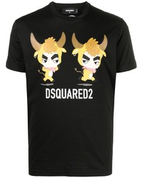 Мужская черная футболка с круглым вырезом с принтом от DSQUARED2