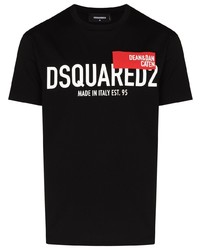 Мужская черная футболка с круглым вырезом с принтом от DSQUARED2