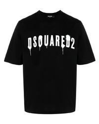 Мужская черная футболка с круглым вырезом с принтом от DSQUARED2