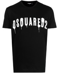 Мужская черная футболка с круглым вырезом с принтом от DSQUARED2