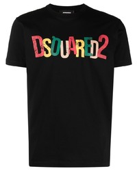 Мужская черная футболка с круглым вырезом с принтом от DSQUARED2