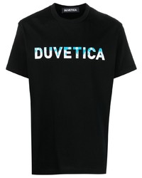 Мужская черная футболка с круглым вырезом с принтом от Duvetica