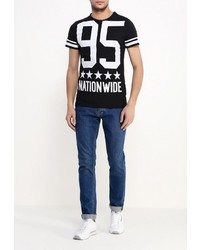 Мужская черная футболка с круглым вырезом с принтом от E-Bound