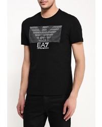 Мужская черная футболка с круглым вырезом с принтом от EA7