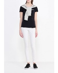 Женская черная футболка с круглым вырезом с принтом от EA7