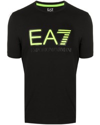 Мужская черная футболка с круглым вырезом с принтом от Ea7 Emporio Armani