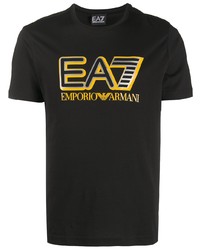 Мужская черная футболка с круглым вырезом с принтом от Ea7 Emporio Armani