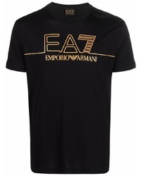 Мужская черная футболка с круглым вырезом с принтом от Ea7 Emporio Armani