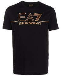 Мужская черная футболка с круглым вырезом с принтом от Ea7 Emporio Armani